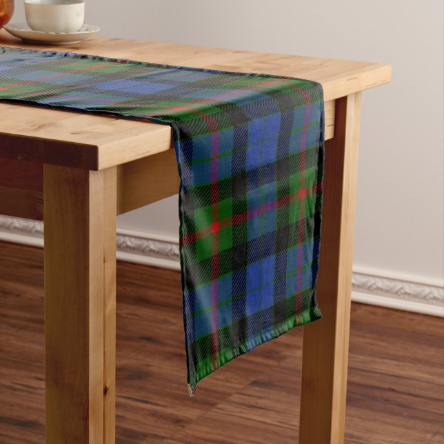 Scottish Clan Gunn Tartan Plaid Long Table Runner (In Situ)