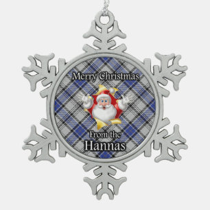 Scottish Clan Hannay Hanna Tartan Christmas Snowflake Pewter Christmas Ornament