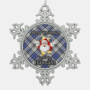 Scottish Clan Hannay Hannah Tartan Christmas Snowflake Pewter Christmas Ornament