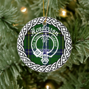 Scottish Clan Henderson Tartan and Crest Ceramic Ornament