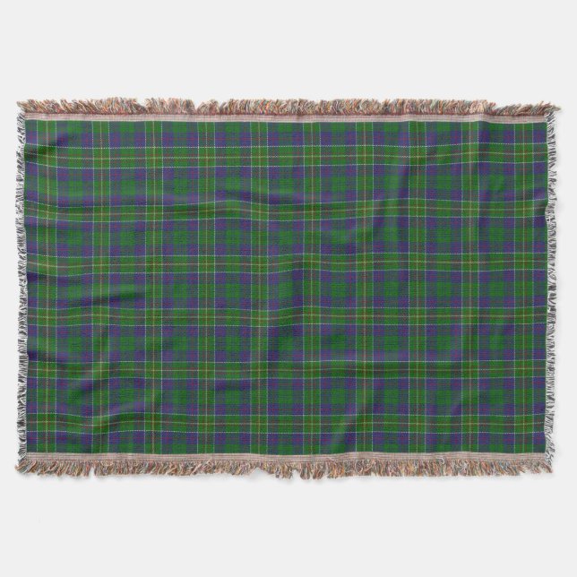 Scottish Clan Hunter Tartan Throw Blanket (Front)