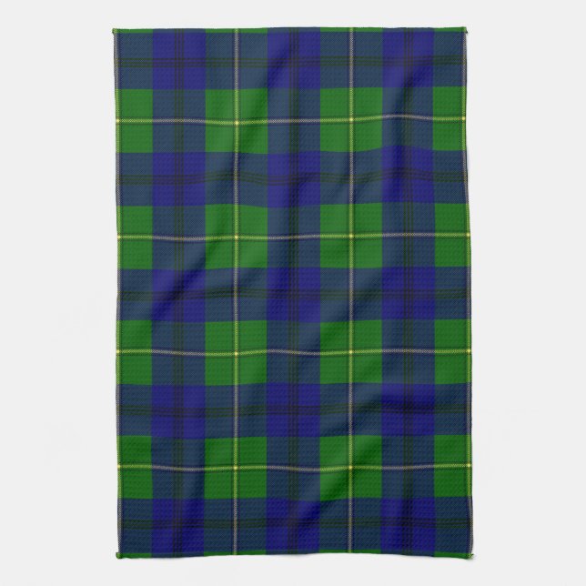 Scottish Clan Johnston Tartan Plaid Kitchen Towel (Vertical)