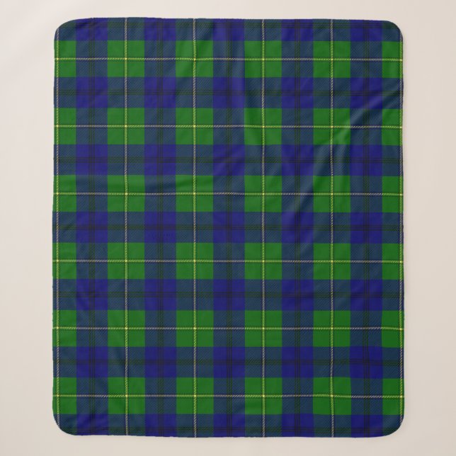 Scottish Clan Johnston Tartan Plaid Sherpa Blanket (Front)