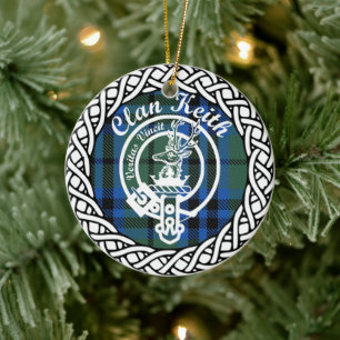 Scottish Clan Keith Tartan and Crest Ceramic Ornament