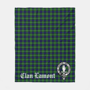 Scottish Clan Lamont Crest Badge and Tartan Fleece Blanket