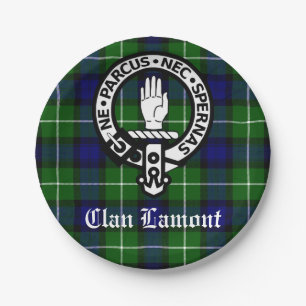 Scottish Clan Lamont Crest Badge and Tartan Paper Plate