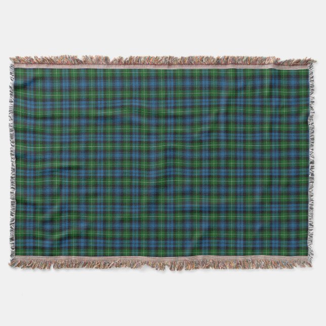 Scottish Clan Lamont Tartan Throw Blanket (Front)