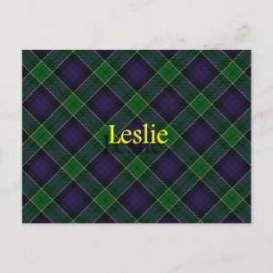 Scottish Clan Leslie Tartan Postcard