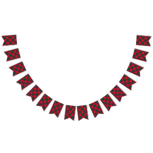 Scottish Clan Lindsay Red and Green Tartan Bunting Flags