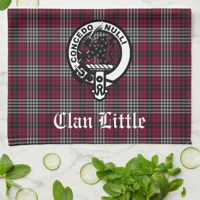 Scottish Clan Little Crest Badge and Tartan Custom Kitchen Towel (Folded)