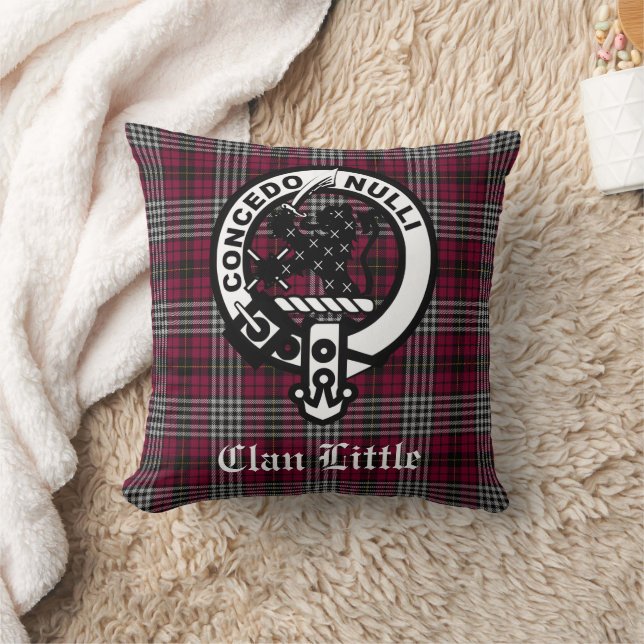 Scottish Clan Little Crest Badge and Tartan Custom Throw Pillow (Blanket)