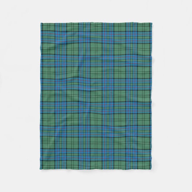 Scottish Clan Lockhart Tartan Plaid Fleece Blanket (Front)