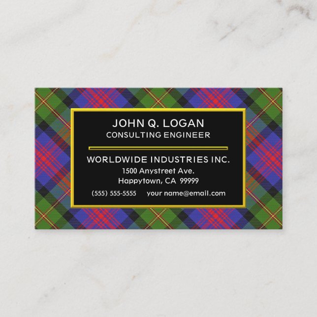 Scottish Clan Logan Tartan Plaid Business Card (Front)