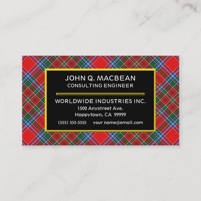 Scottish Clan MacBean MacBain Tartan Plaid Business Card (Front)