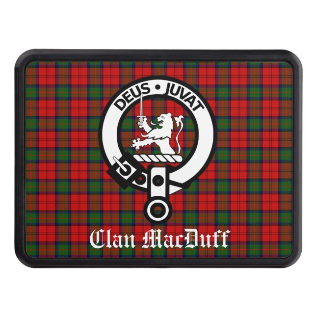 Scottish Clan MacDuff Tartan and Crest Badge  Trailer Hitch Cover (Front)