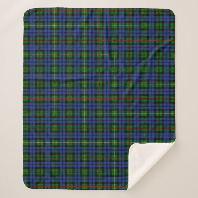 Scottish Clan MacEwan Tartan Plaid Sherpa Blanket (Front)