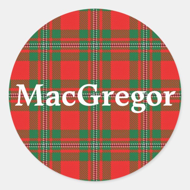 Scottish Clan MacGregor Gregor Tartan Plaid Classic Round Sticker (Front)