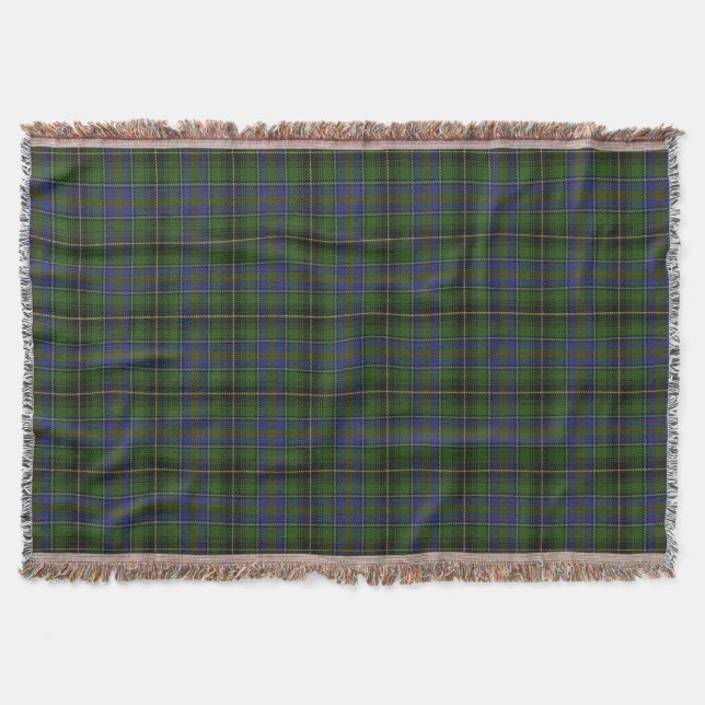 Scottish Clan MacInnes Tartan Throw Blanket (Front)