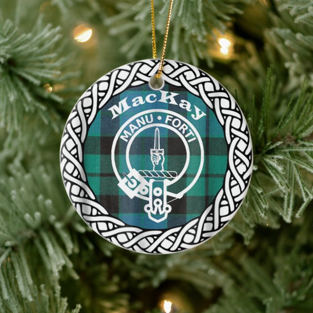 Scottish Clan MacKay Tartan and Crest Ceramic Ornament (Tree)