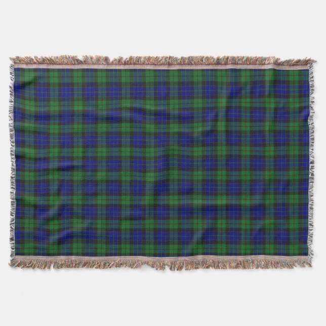 Scottish Clan MacKay Tartan Throw Blanket (Front)