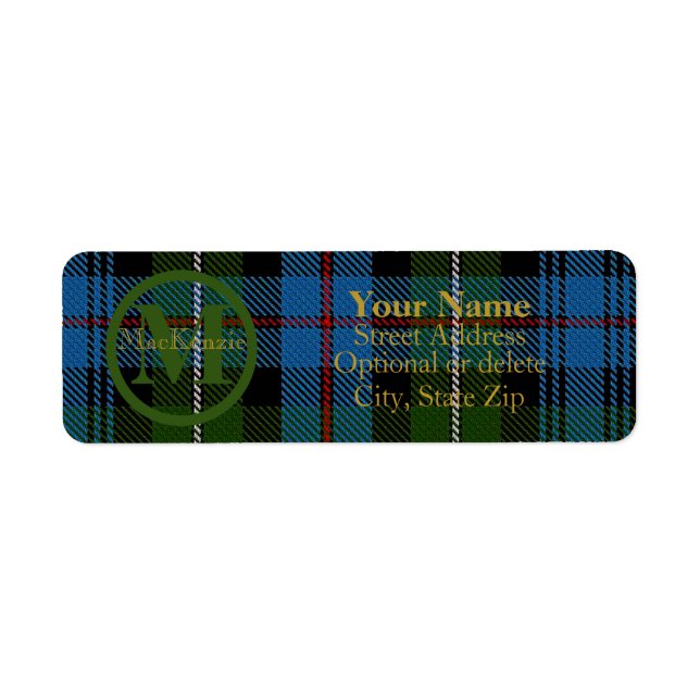 Scottish Clan MacKenzie Tartan Gold Name-Initial (Front)