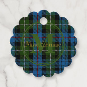 Scottish Clan MacKenzie Tartan Gold Name/Monogram Favour Tags