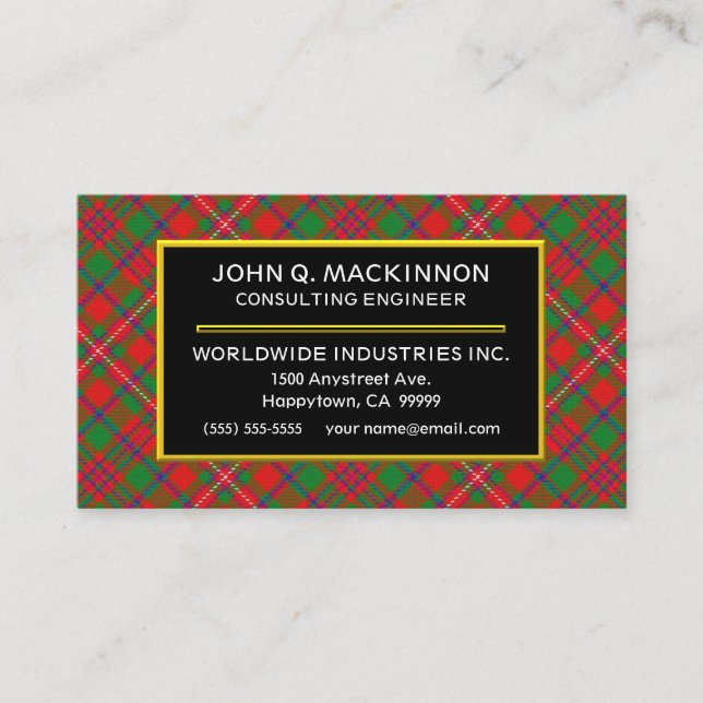 Scottish Clan MacKinnon Tartan Plaid Business Card (Front)