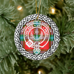 Scottish Clan Maclaine Of Lochbuie Tartan and Cres Ceramic Ornament