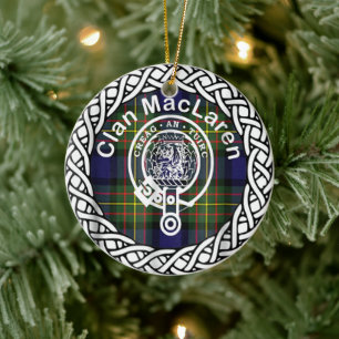 Scottish Clan MacLaren Tartan and Crest Ceramic Ornament