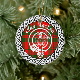 Scottish Clan Maclea Tartan and Crest Ceramic Ornament