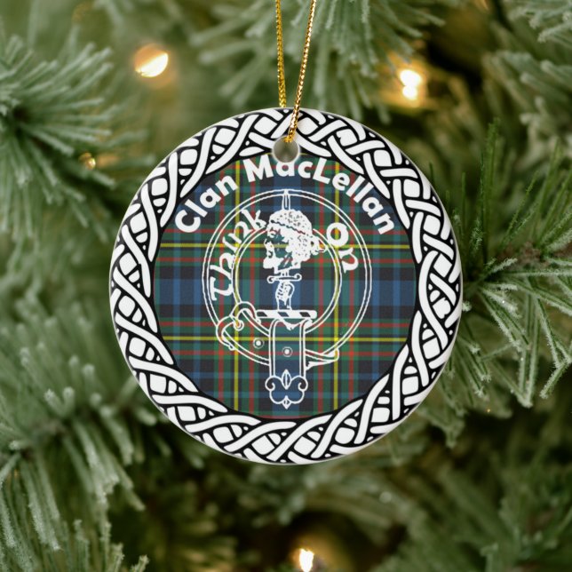 Scottish Clan MacLellan Tartan and Crest Ceramic Ornament (Tree)