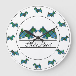 Scottish Clan MacLeod Harris Tartan Scottie Dogs Large Clock