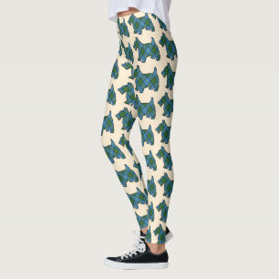 Scottish Clan MacLeod Harris Tartan Scottie Dogs Leggings