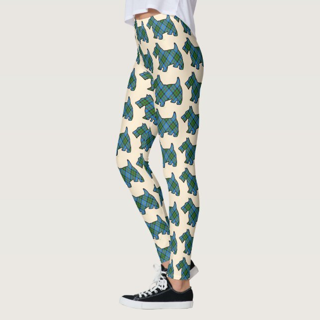 Scottish Clan MacLeod Harris Tartan Scottie Dogs Leggings (Left)