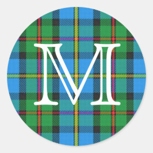 Scottish Clan MacLeod of Harris Tartan Monogram Classic Round Sticker