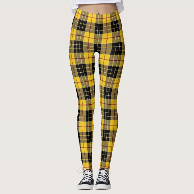 Scottish Clan MacLeod of Lewis Yellow Black Tartan Leggings (Front)