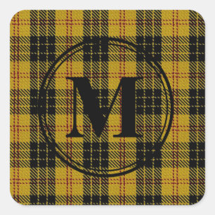 Scottish Clan MacLeod Tartan Black Monogram Square Sticker