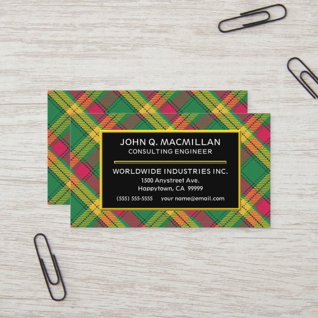 Scottish Clan MacMillan Tartan Plaid Business Card (Front/Back In Situ)