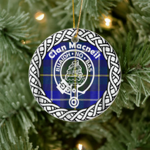 Scottish Clan Macneil Tartan and Crest Ceramic Ornament
