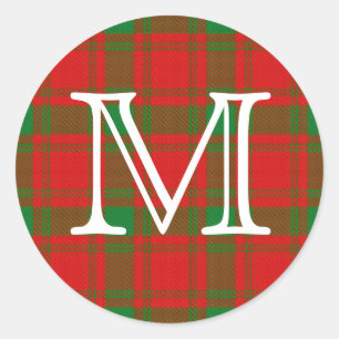 Scottish Clan MacQuarrie Tartan With Monogram Classic Round Sticker