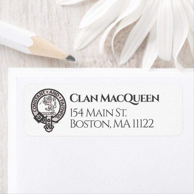 Scottish Clan MacQueen Badge Address Label (Insitu)