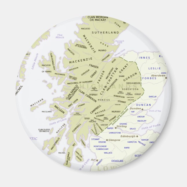 Scottish Clan Map of Scotland Magnet (Front)