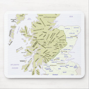 Scottish Clan Map of Scotland Mouse Pad