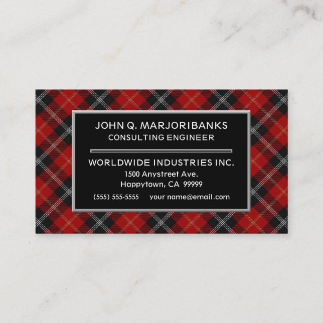 Scottish Clan Marjoribanks Tartan Plaid Business Card (Front)