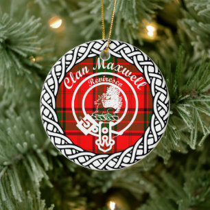 Scottish Clan Maxwell Tartan and Crest Ceramic Ornament