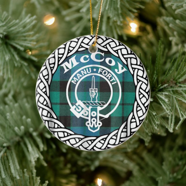 Scottish Clan McCoy Tartan and Crest Ceramic Ornament (Tree)