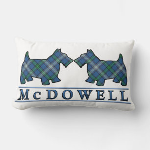 Scottish Clan McDowell Tartan Scottie Dogs Lumbar Pillow