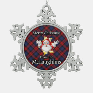 Scottish Clan McLaughlin MacLachlan Christmas Snowflake Pewter Christmas Ornament