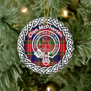 Scottish Clan McPherson Tartan and Crest Ceramic Ornament