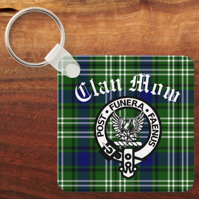 Scottish Clan Mow Crest & Tartan  Keychain (Front)